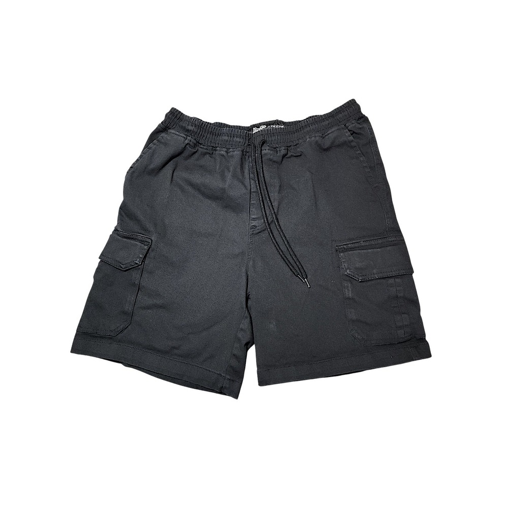 Brooklyn Cloth Cargo Shorts S 7" Mens 17" Black Stretch Elastic Waist Utility